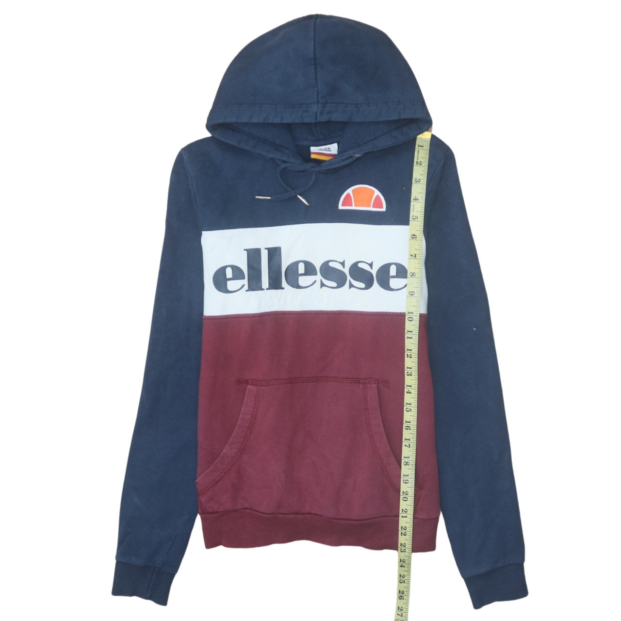 Ellesse Womens Navy Burgundy Colourblock Hoodie Size 10 Pullover