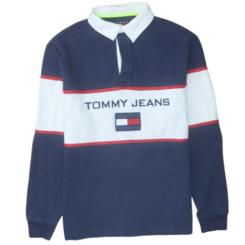 Tommy Jeans Men’s Blue Long Sleeve Polo Shirt Size S Cotton