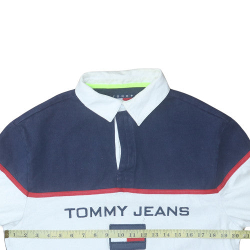 Tommy Jeans Men’s Blue Long Sleeve Polo Shirt Size S Cotton