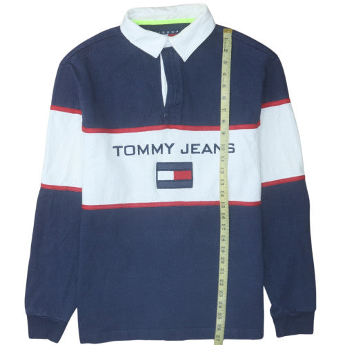 Tommy Jeans Men’s Blue Long Sleeve Polo Shirt Size S Cotton