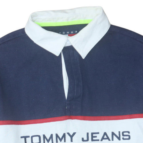 Tommy Jeans Men’s Blue Long Sleeve Polo Shirt Size S Cotton