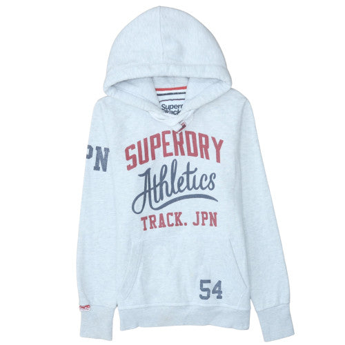 Superdry Men's Grey Pullover Hoodie Medium Athletic Logo Fleece