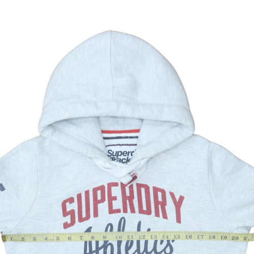 Superdry Men's Grey Pullover Hoodie Medium Athletic Logo Fleece