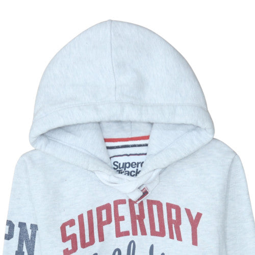 Superdry Men's Grey Pullover Hoodie Medium Athletic Logo Fleece
