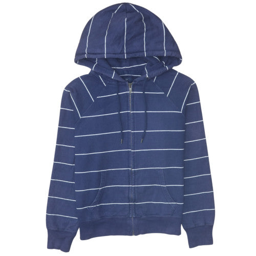Gap Women's Blue Striped Full Zip Hoodie Size M Cotton Casual
