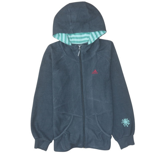 Adidas Girls Grey Fleece Hooded Full Zip Jacket 7-8 Years ClimaWarm