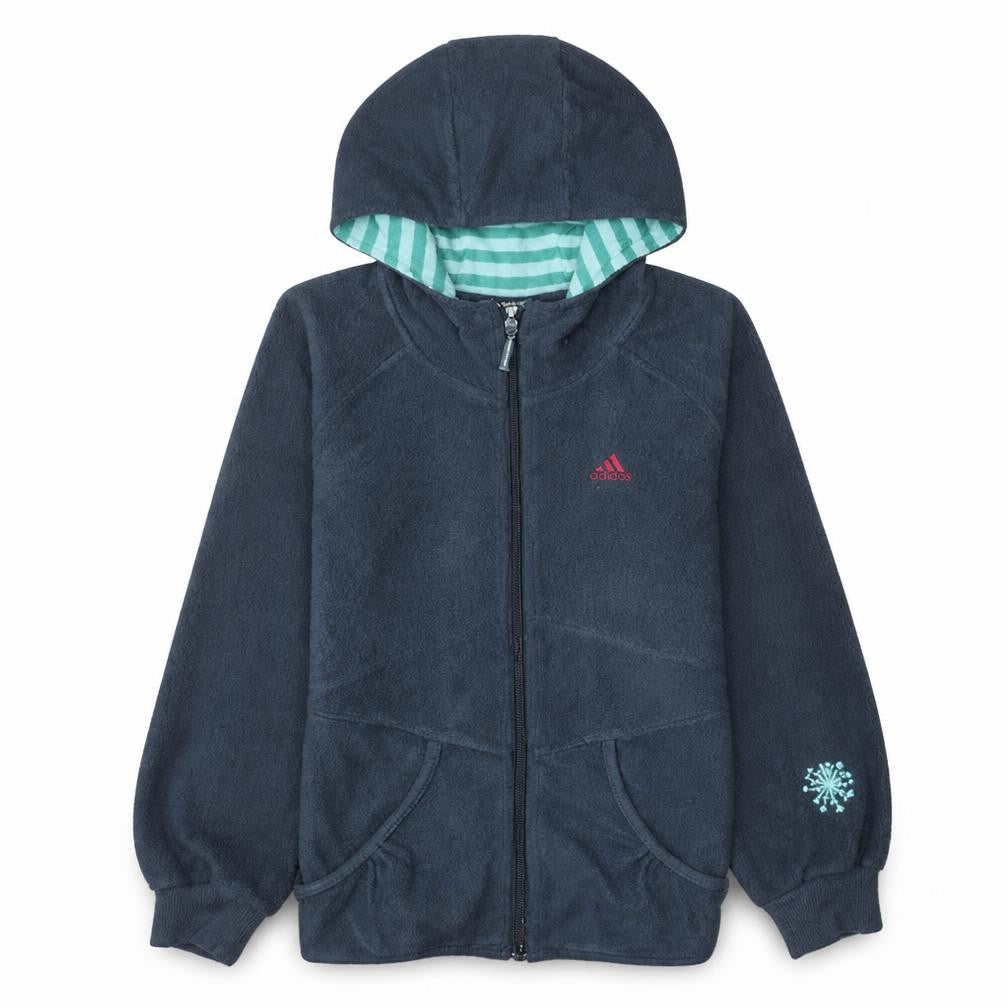 Adidas Girls Grey Fleece Hooded Full Zip Jacket 7-8 Years ClimaWarm