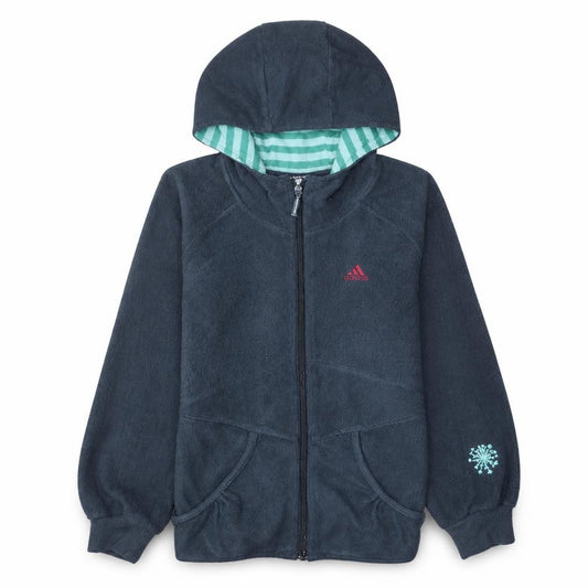 Adidas Girls Grey Fleece Hooded Full Zip Jacket 7-8 Years ClimaWarm