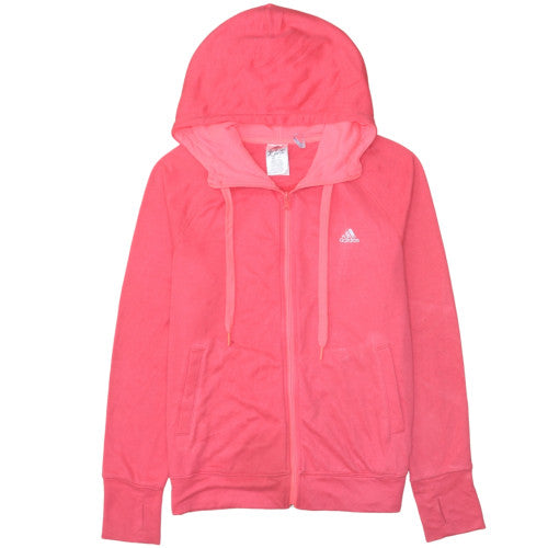 Adidas Womens Pink Full Zip Hoodie M 12-14 Hooded Sweatshirt