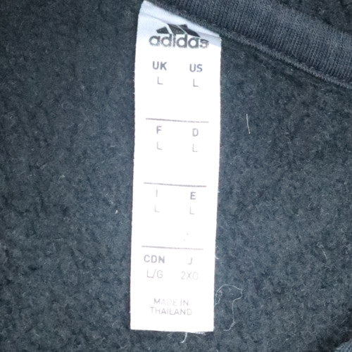 Adidas Men Black Pullover Hoodie L Fleece Sportswear Sweatshirt