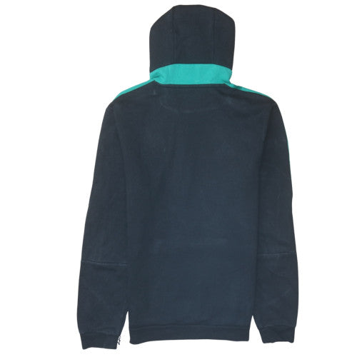 Adidas Mens Black Hoodie Pullover with Green Stripes Size S