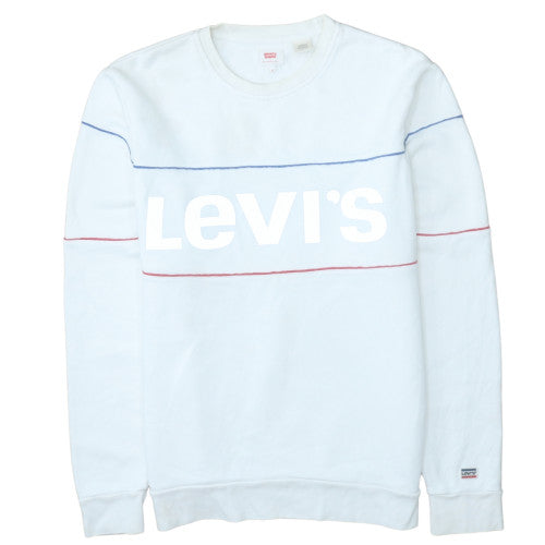 Levi's Men's White Pullover Logo Sweatshirt Size M Classic Fleece