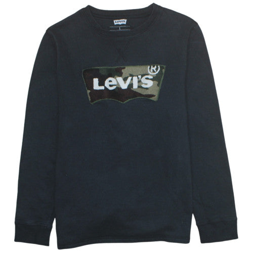 Levi's Men's Black Camouflage Logo Crew Neck Sweatshirt L