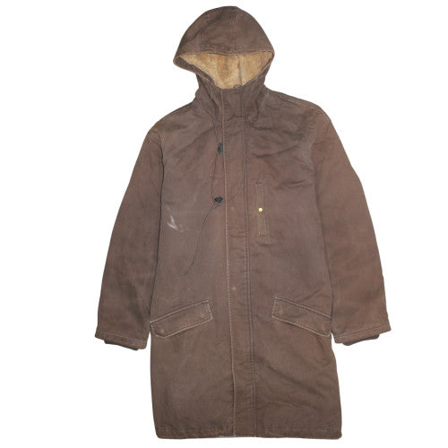 Levi's Red Tab Men's Brown Parka Coat L Hooded Faux Fur Lining