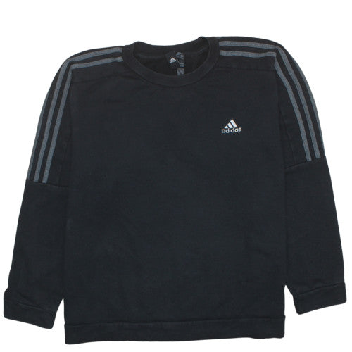 Adidas Mens Black Pullover Sweatshirt L Sports Fleece Crew Neck