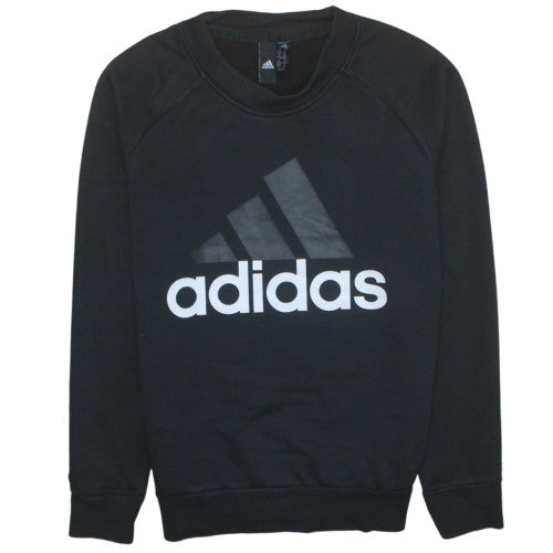 Adidas Womens Black Medium Pullover Sweatshirt Crew Neck Logo Print