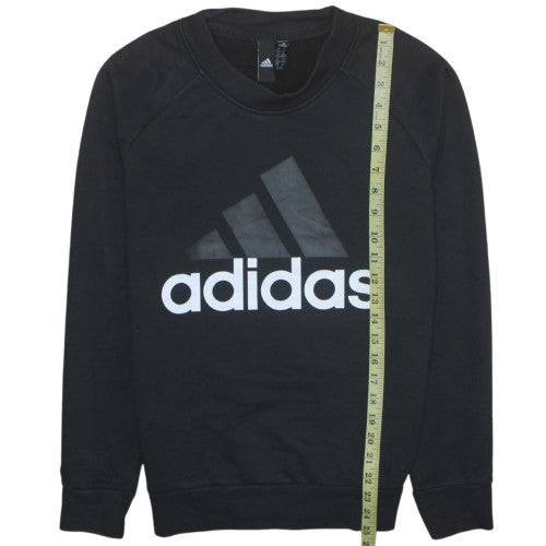 Adidas Womens Black Medium Pullover Sweatshirt Crew Neck Logo Print
