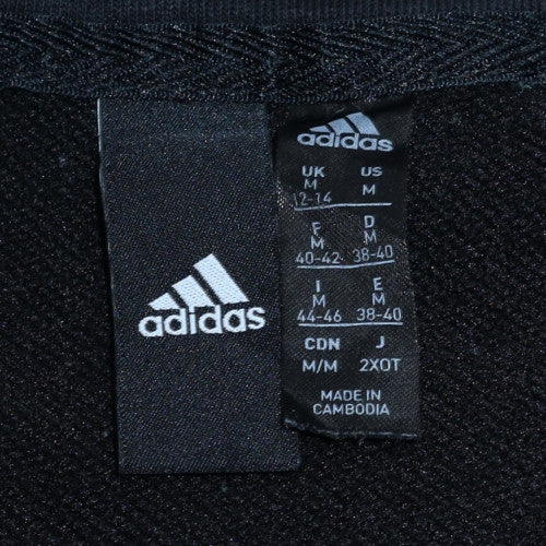 Adidas Womens Black Medium Pullover Sweatshirt Crew Neck Logo Print