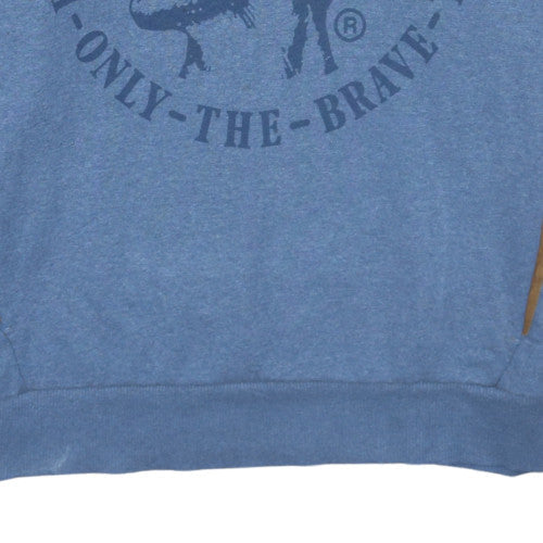 Diesel Men Blue XL Pullover Hoodie Graphic Print Regular Fit