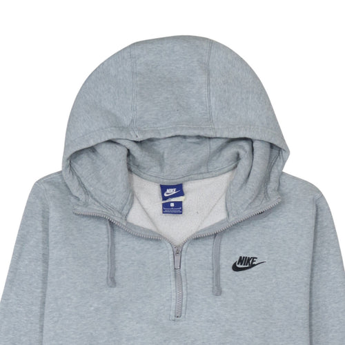 Nike Men's Grey 1/4 Zip Pullover Hoodie L Fleece Logo Sweatshirt