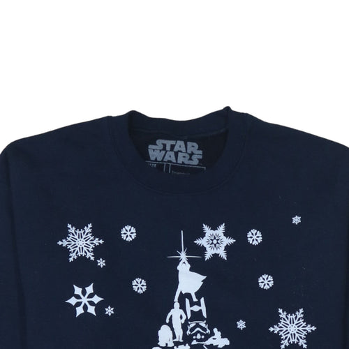 Star Wars Women's Navy Blue Medium Pullover Sweatshirt Christmas Print
