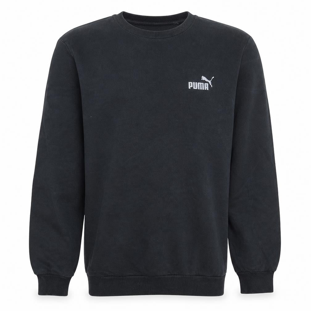 Front view of Puma Men's Black Pullover Sweatshirt M Crew Neck Fleece Sportswear
