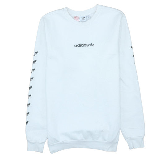 Adidas Boys White XL 15-16 Years Crew Neck Logo Sweatshirt