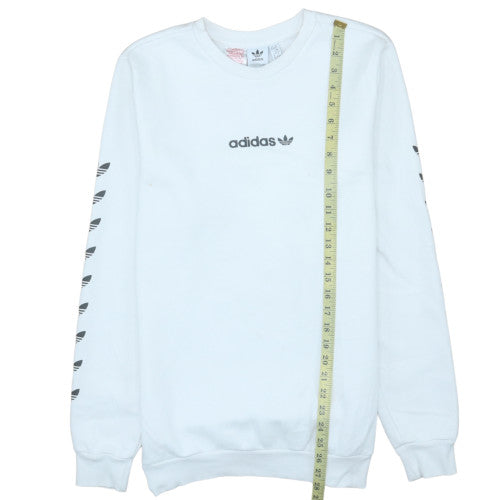 Adidas Boys White XL 15-16 Years Crew Neck Logo Sweatshirt