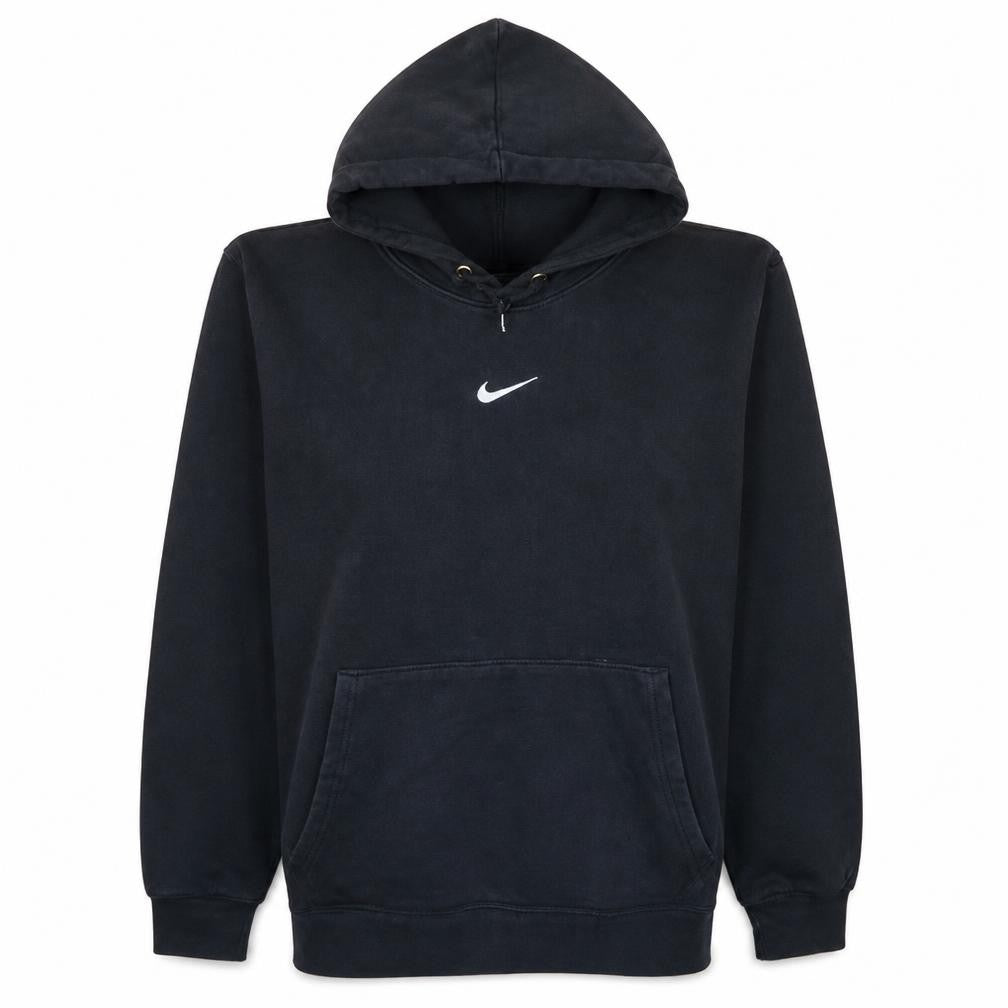 Front view of Nike Women’s Black Pullover Hoodie, size L, Fleece Sweatshirt