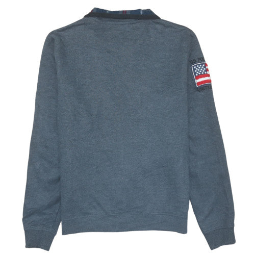 U.S. Polo Assn. Men's Grey Full Zip Hoodie M Plaid Collar