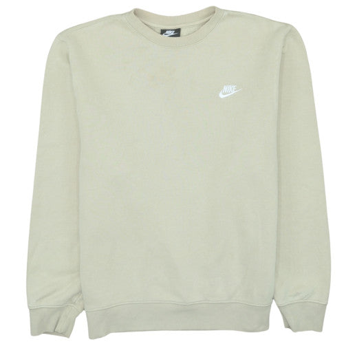 Nike Men's Beige Pullover Sweatshirt M Crew Neck Fleece Logo