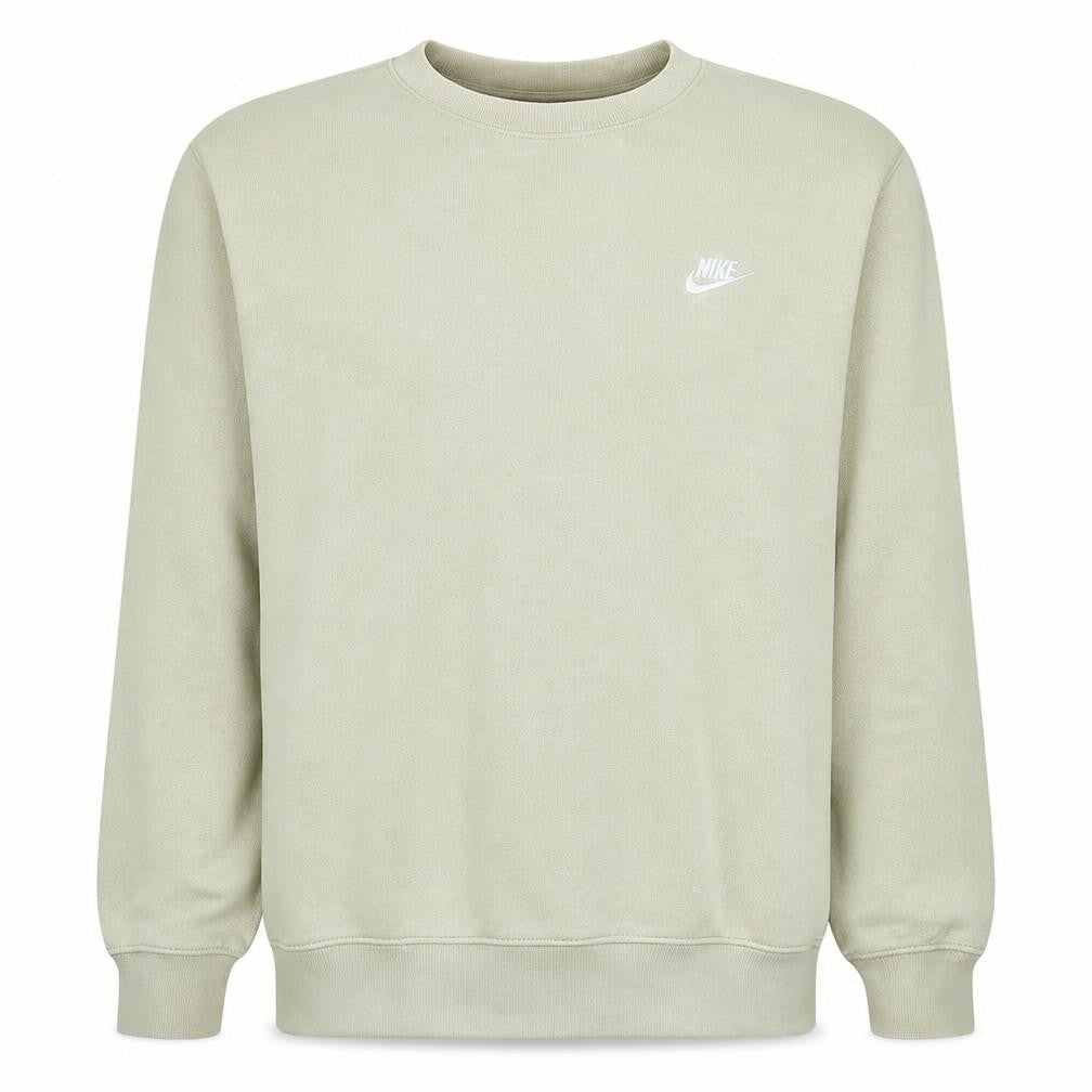 Front view of Nike Men's Beige Pullover Sweatshirt M Crew Neck Fleece Logo