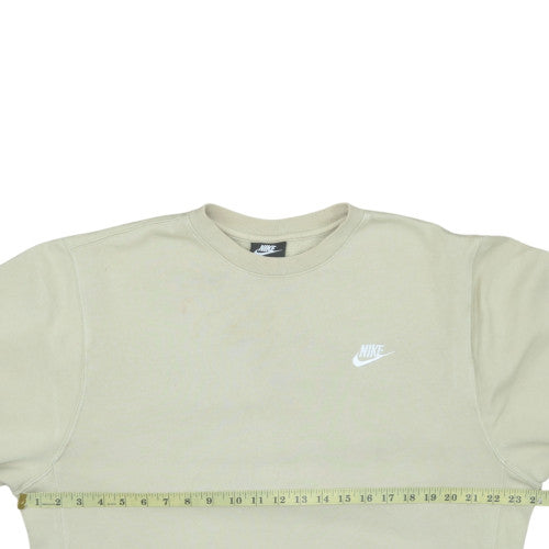 Nike Men's Beige Pullover Sweatshirt M Crew Neck Fleece Logo