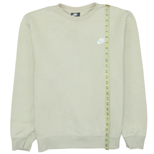 Nike Men's Beige Pullover Sweatshirt M Crew Neck Fleece Logo