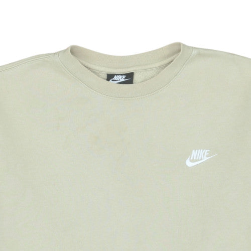 Nike Men's Beige Pullover Sweatshirt M Crew Neck Fleece Logo