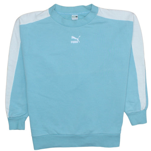 Puma Women Blue Crew Neck Pullover Sweatshirt Size M