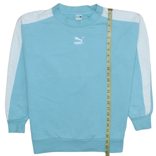 Puma Women Blue Crew Neck Pullover Sweatshirt Size M