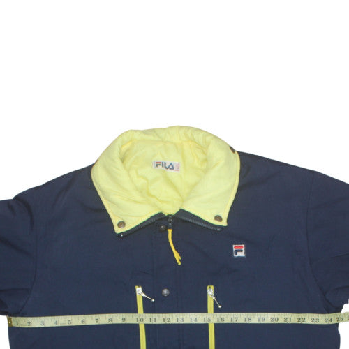 Fila Men's Navy Blue Yellow Lined Full Zip Windbreaker Jacket Size 42
