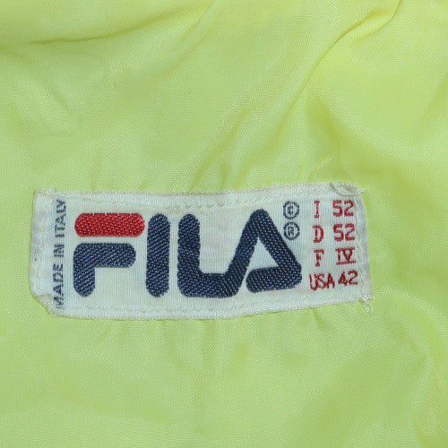Fila Men's Navy Blue Yellow Lined Full Zip Windbreaker Jacket Size 42