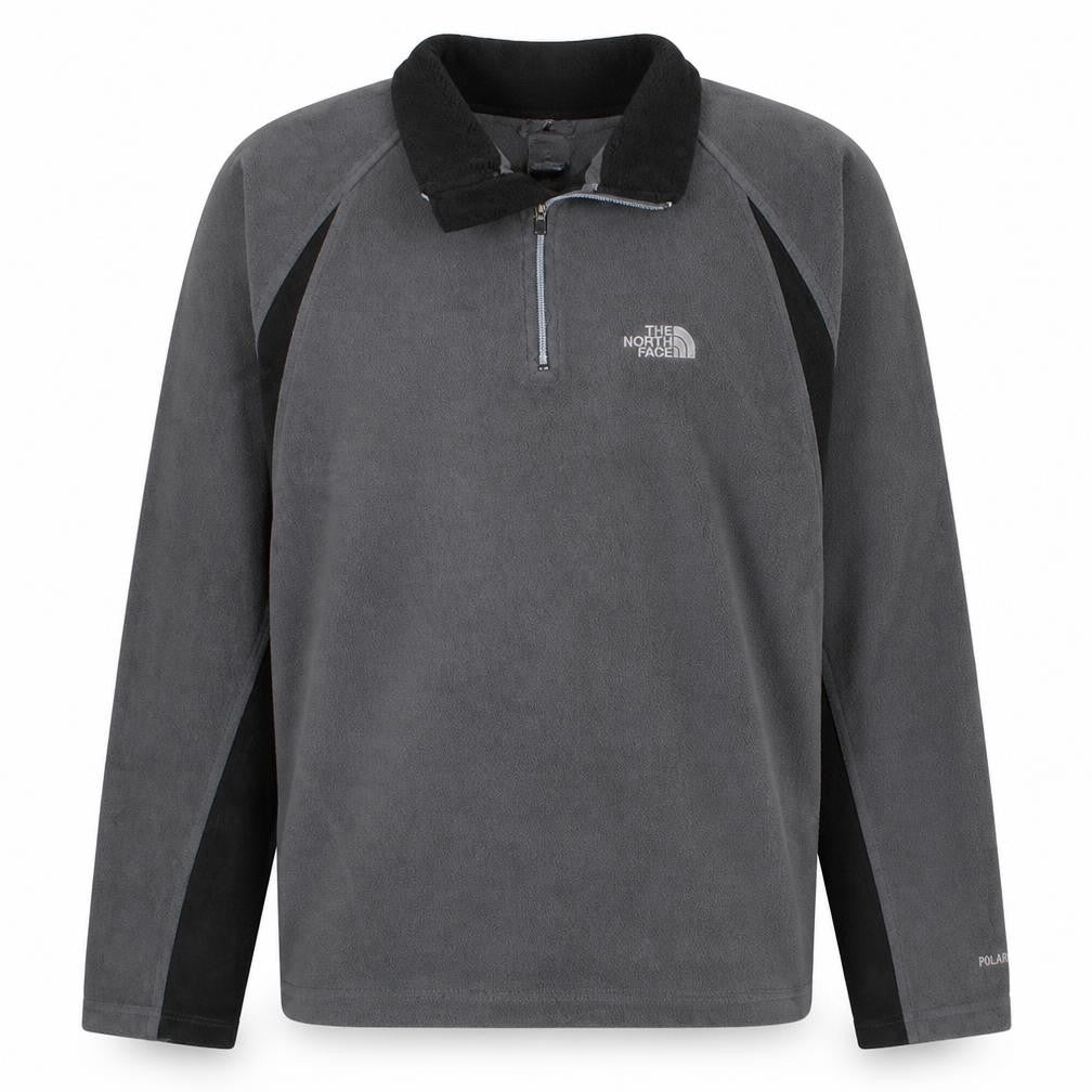 Front view of The North Face Men's Grey Fleece 1/4 Zip Pullover Sweatshirt S