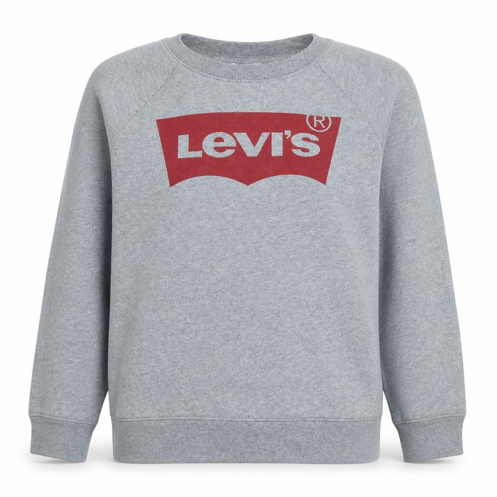 Front view of Levi's women’s grey logo sweatshirt medium crew neck pullover
