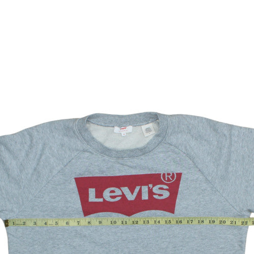 Levi's Womens Grey Logo Sweatshirt Medium Crew Neck Pullover