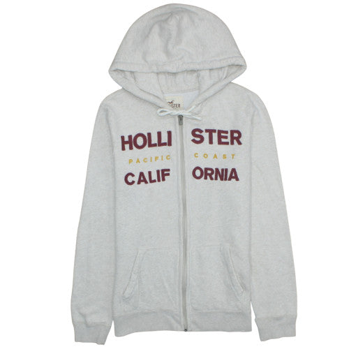 Hollister Womens Grey Full Zip Hoodie Medium Classic Fit California Logo