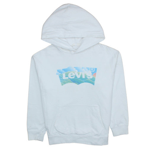 Levi's Womens White Pullover Hoodie L Graphic Print Cotton Blend