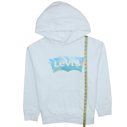 Levi's Womens White Pullover Hoodie L Graphic Print Cotton Blend