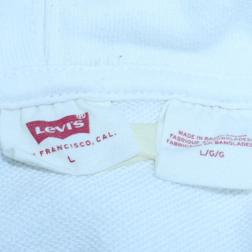 Levi's Womens White Pullover Hoodie L Graphic Print Cotton Blend