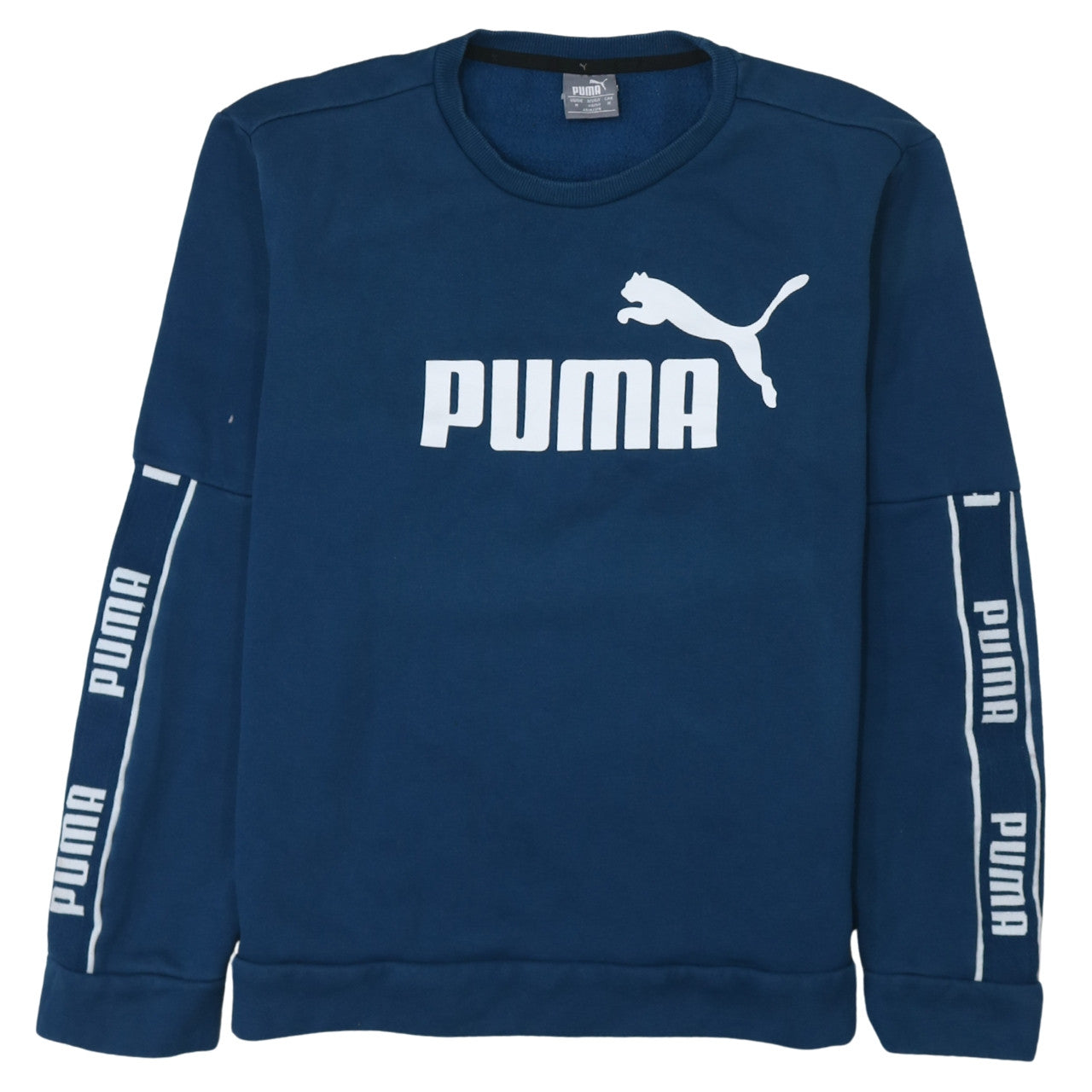 Puma Men's Blue Crew Neck Logo Pullover Sweatshirt M