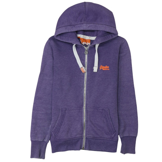 Superdry Womens Purple Full Zip Hoodie Size M Cotton Blend