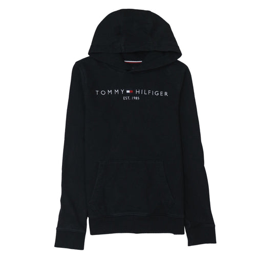 Tommy Hilfiger Boys Black Cotton Pullover Hoodie Size 164 Regular Fit