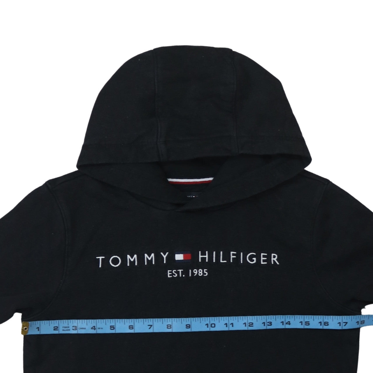 Tommy Hilfiger Boys Black Cotton Pullover Hoodie Size 164 Regular Fit